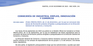 Industria convoca dos becas dirigidas a postgraduados en la Dirección General de Comercio y Consumo