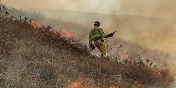 Permanecen activos cuatro incendios forestales de los veinte provocados este fin de semana en Cantabria