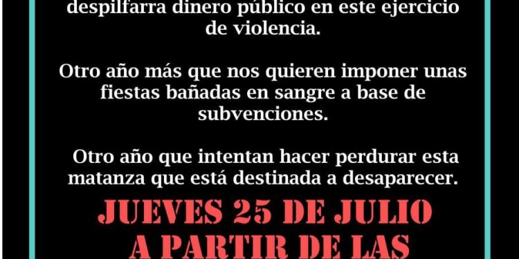 Movilización contra la tauromaquia el día 25