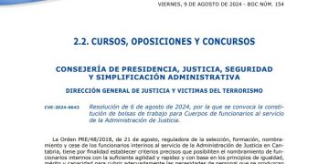 Presidencia abre las bolsas de interinos en Justicia para las categorías de médicos forenses y gestión y tramitación procesal y administrativa