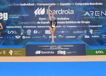 La gimnasta Martina Saiz, del EDM Torrelavega, brilla en Pamplona con el bronce en la Copa Base Individual