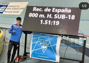 Aarón Ceballos bate el récord de España sub 18 de 800 metros Short Track