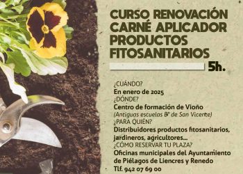 Últimas plazas para el curso básico de aplicador de productos fitosanitarios y el de renovación del carné para el uso de biocidas e insecticidas de Piélagos