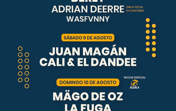 Beret, Cali & El Dandee, Juan Magán y Mägo de Oz encabezan el cartel del festival Vive la Feria 2025 en Torrelavega