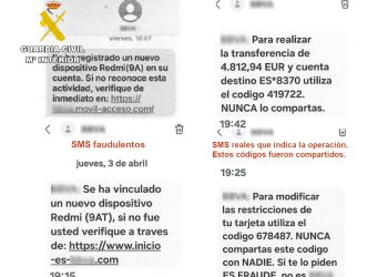La Guardia Civil investiga nuevos casos de estafas bancarias a través de SMS fraudulentos en Cantabria