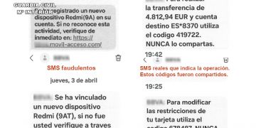 La Guardia Civil investiga nuevos casos de estafas bancarias a través de SMS fraudulentos en Cantabria