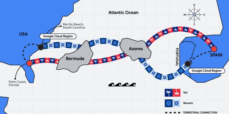 Google anuncia “Sol”, un nuevo cable submarino que conectará Santander con Florida, Bermudas y Azores
