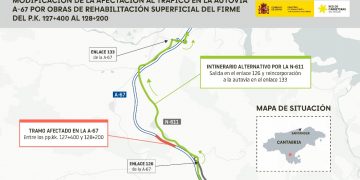 Obras en la autovía A-67 en Campoo de Enmedio y Pesquera