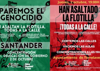 Cantabria se moviliza este jueves contra la interceptación de la Flotilla de la Libertad rumbo a Gaza