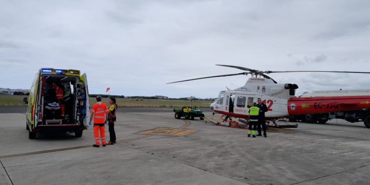Un ciclista de 65 años es evacuado en helicóptero desde Pesaguero con traumatismo craneoencefálico tras una caída